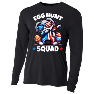 Egg Hunt Squad Funny Boy Easter Bunny Usa Flag Family Cooling Performance Long Sleeve Crew