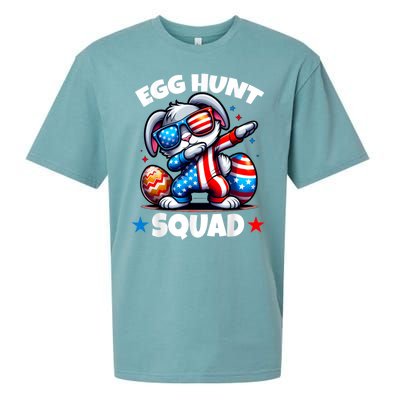 Egg Hunt Squad Funny Boy Easter Bunny Usa Flag Family Sueded Cloud Jersey T-Shirt