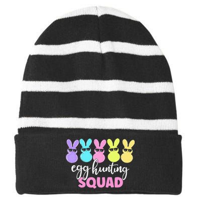 Egg Hunting Squad Crew Family Happy Easter Bunny Striped Beanie with Solid Band