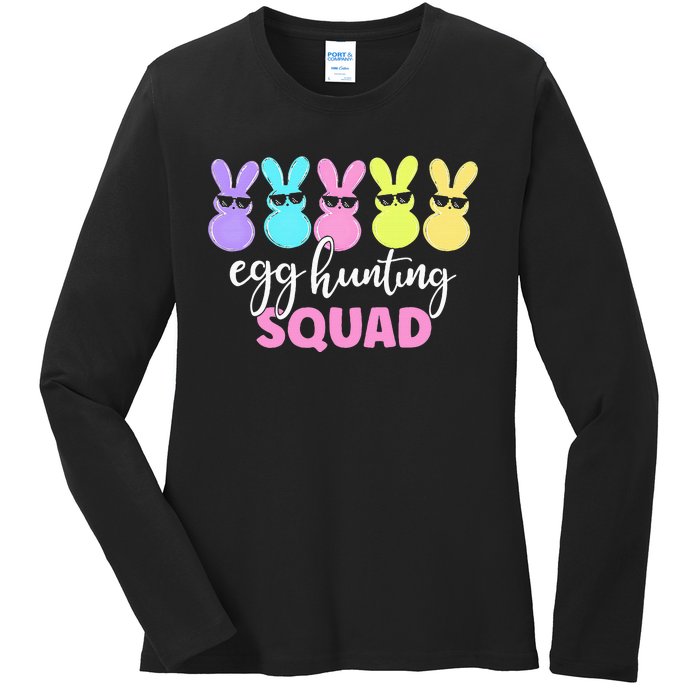 Egg Hunting Squad Crew Family Happy Easter Bunny Ladies Long Sleeve Shirt