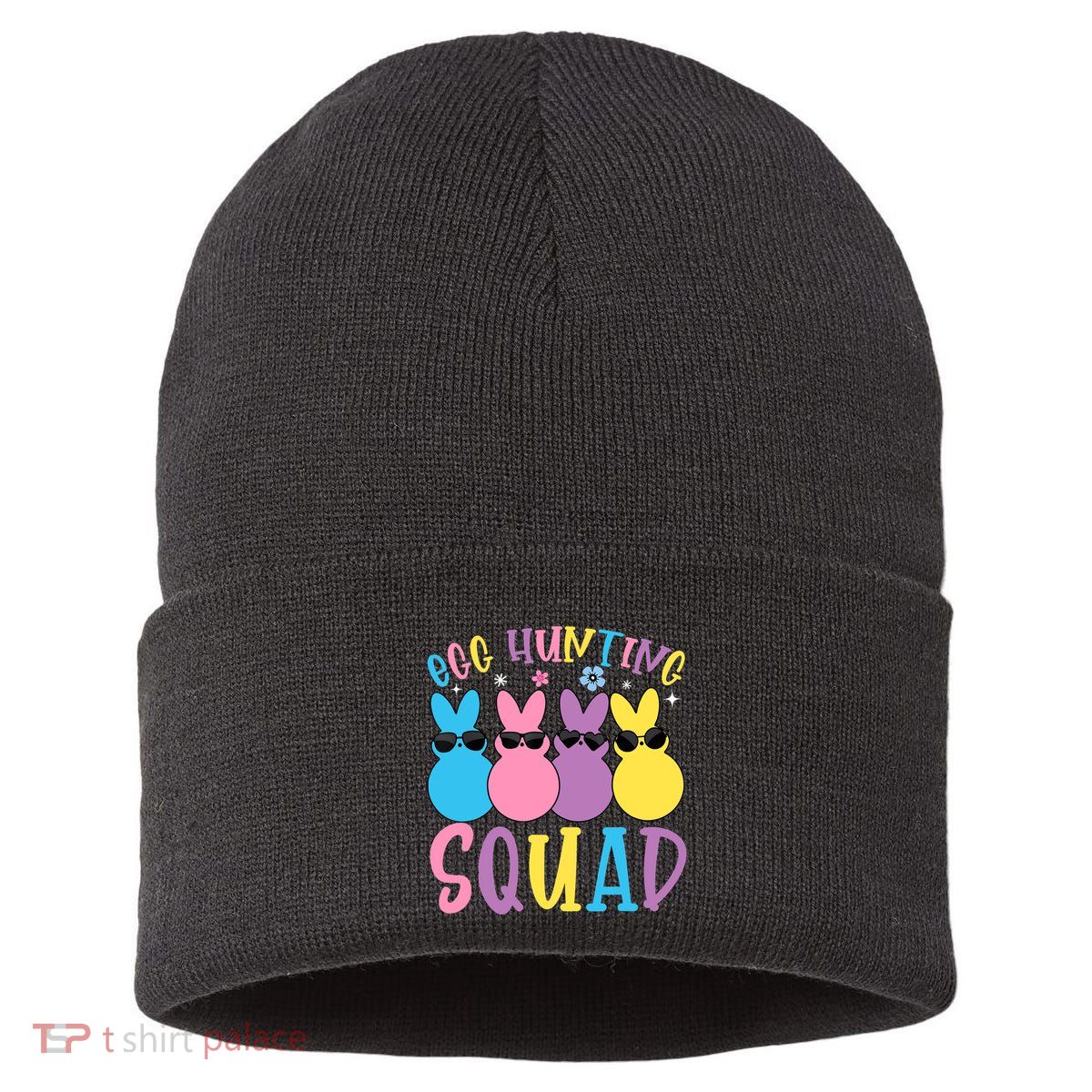 Egg Hunting Squad Crew Family Happy Easter Bunny Sustainable Knit Beanie