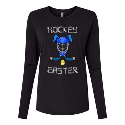 Easter Hockey Stick Puck Goalie Mask Bunny Ears Eggs T Womens Cotton Relaxed Long Sleeve T-Shirt