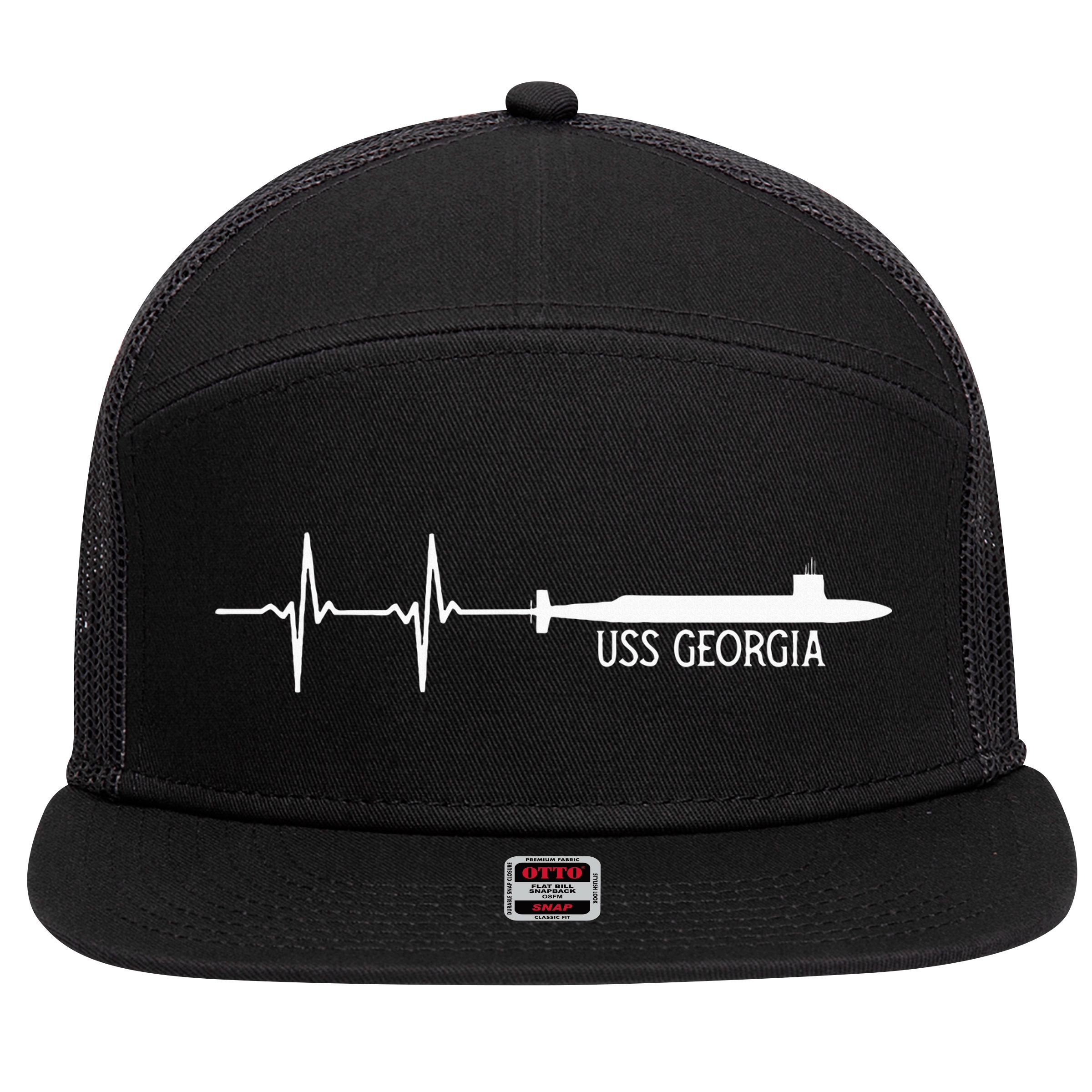 Ekg Heartbeat Uss Georgia Ssgn729 Submarine 7 Panel Mesh Trucker Snapback Hat