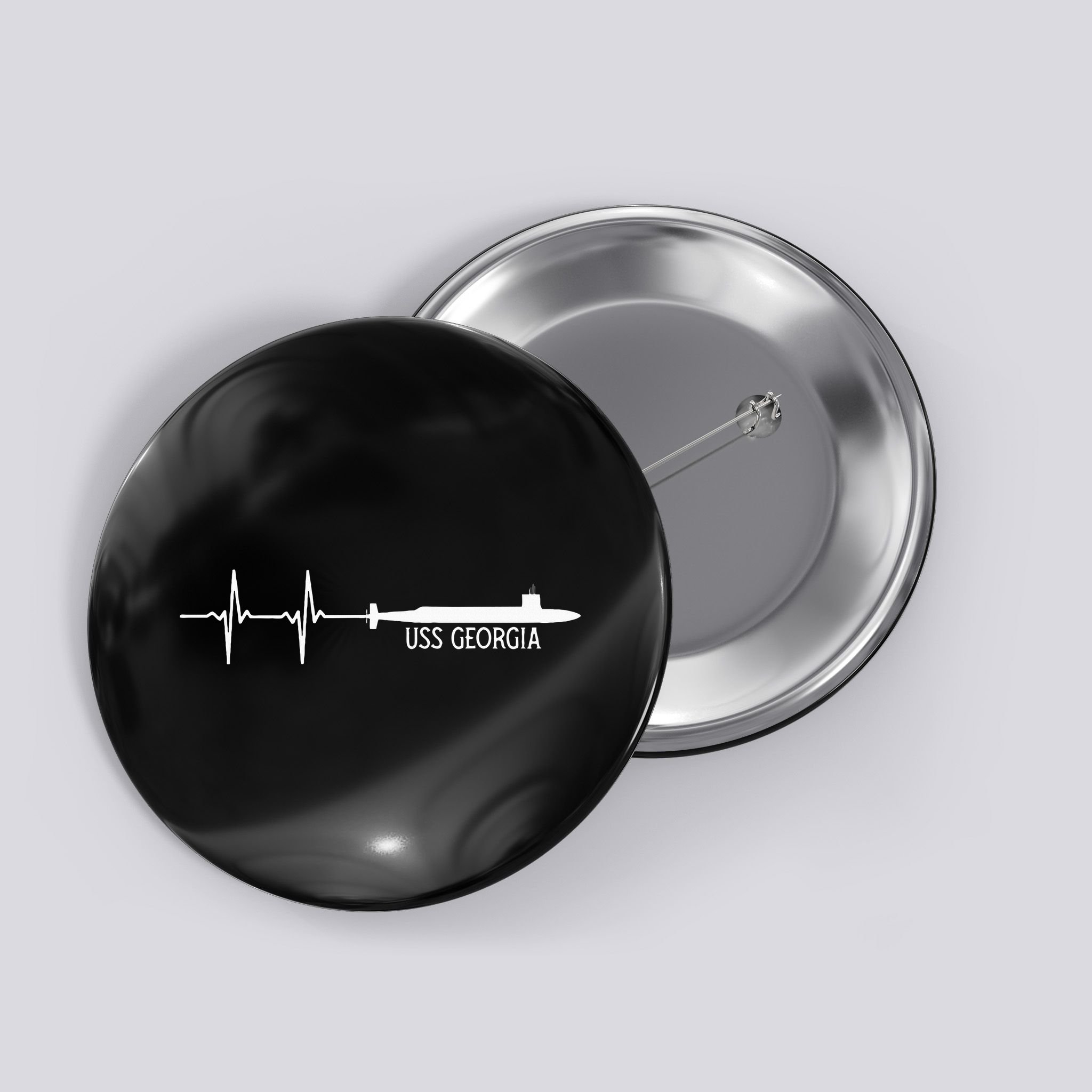 Ekg Heartbeat Uss Georgia Ssgn729 Submarine Button