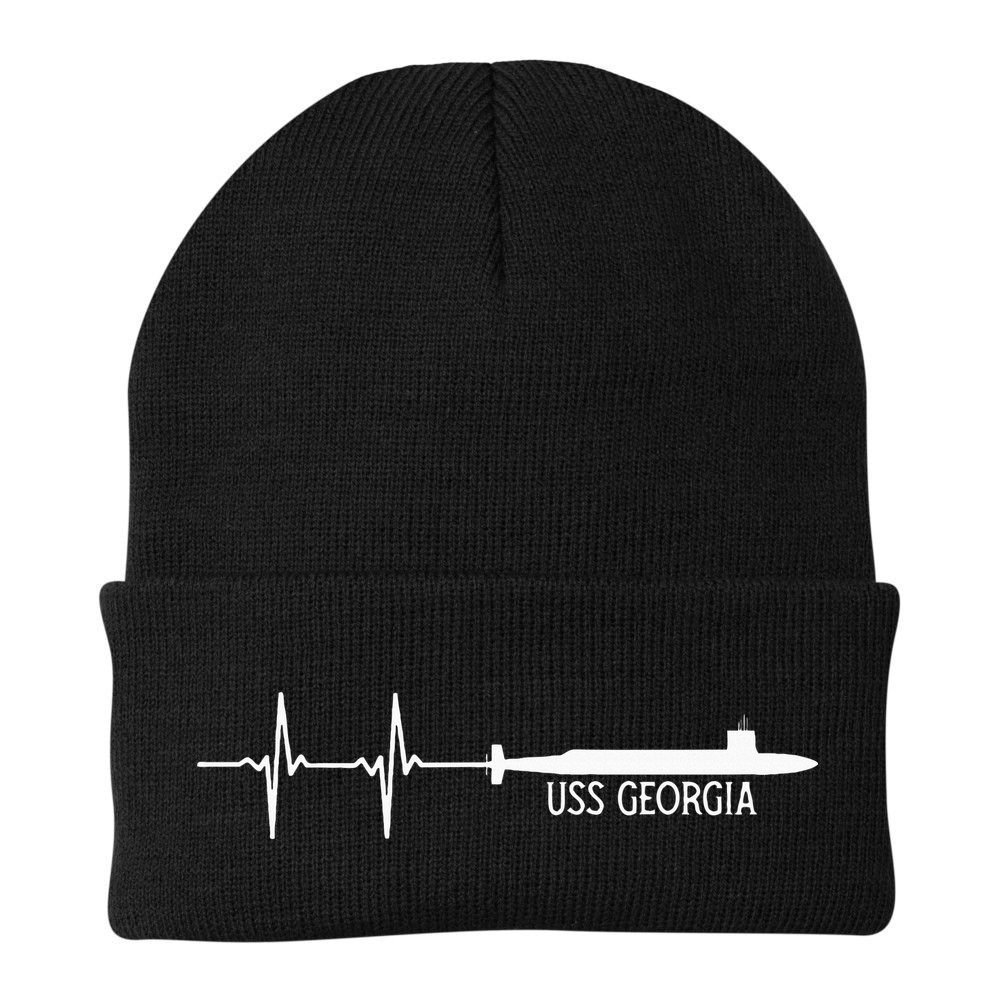 Ekg Heartbeat Uss Georgia Ssgn729 Submarine Beanie