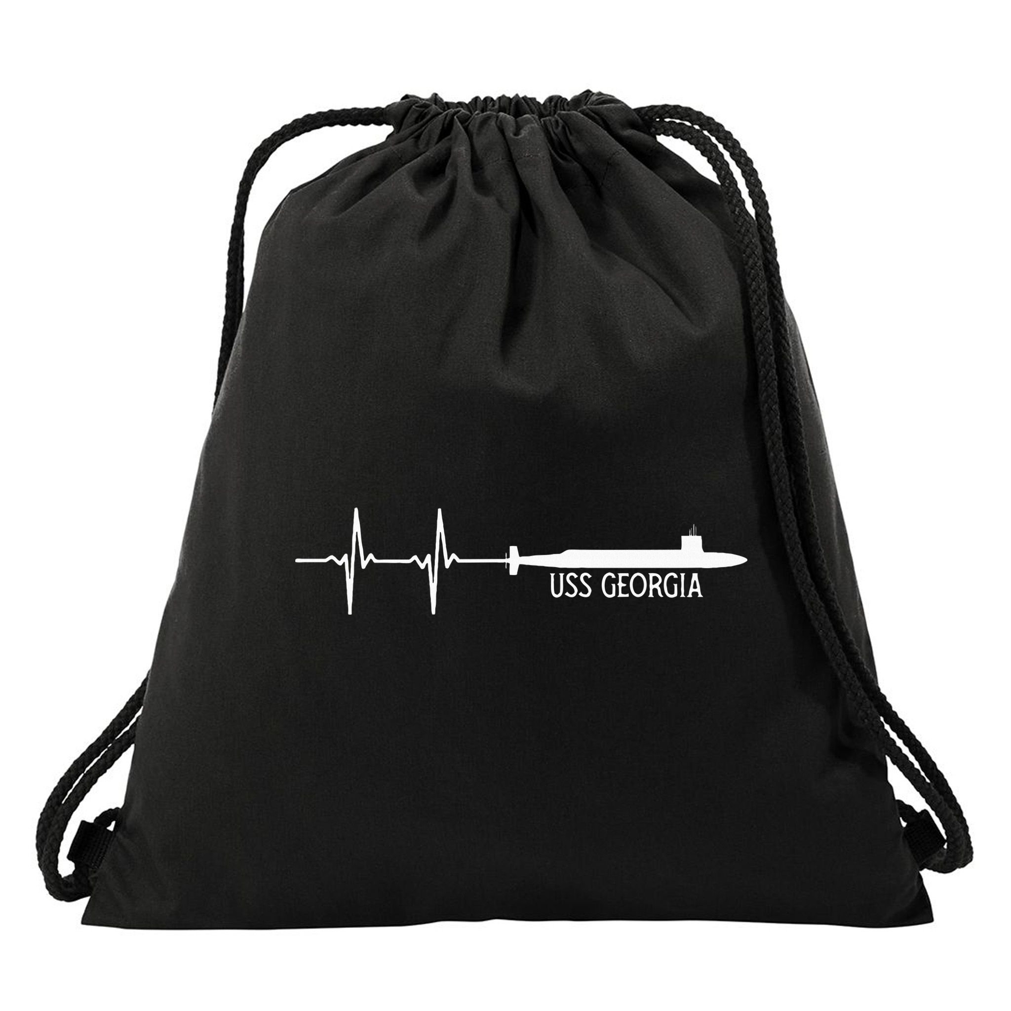 Ekg Heartbeat Uss Georgia Ssgn729 Submarine Drawstring Bag