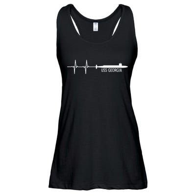 Ekg Heartbeat Uss Georgia Ssgn729 Submarine Ladies Essential Flowy Tank