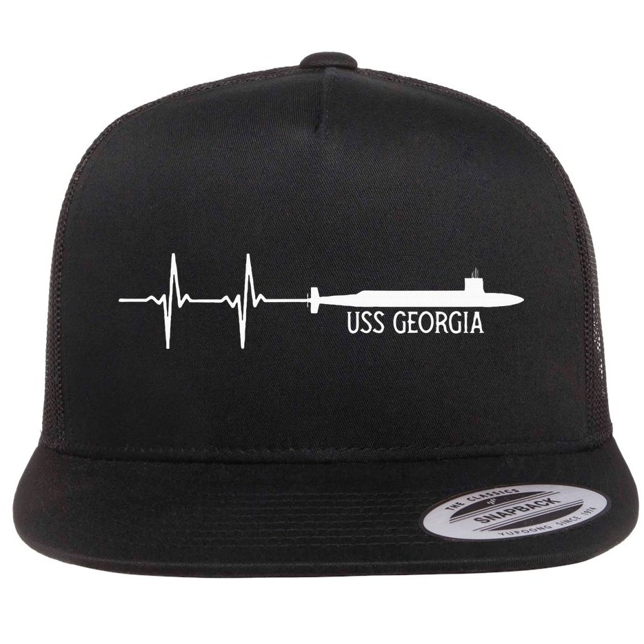 Ekg Heartbeat Uss Georgia Ssgn729 Submarine Flat Bill Trucker Hat