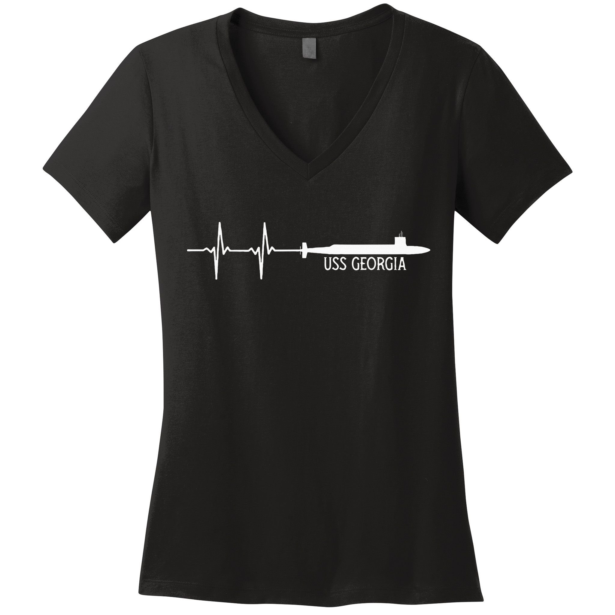 Ekg Heartbeat Uss Georgia Ssgn729 Submarine Women's V-Neck T-Shirt