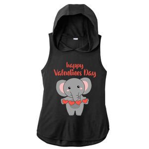 Elephant Happy Valentine's Day Cute Animals With Hearts Gift Ladies PosiCharge Tri-Blend Wicking Draft Hoodie Tank