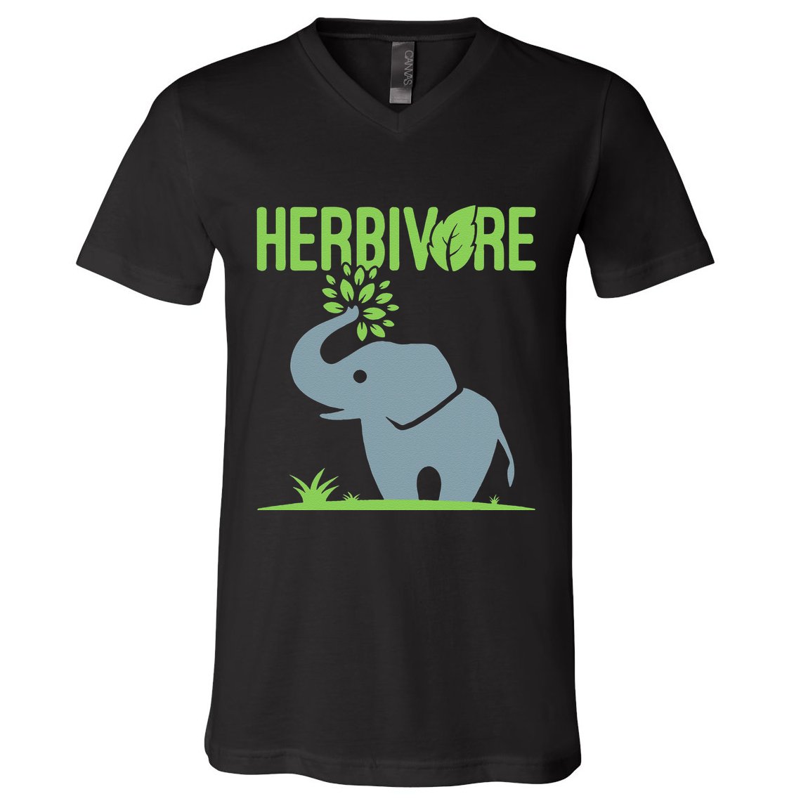 Elephant Herbivore Vegan Vegetarian Cute V-Neck T-Shirt