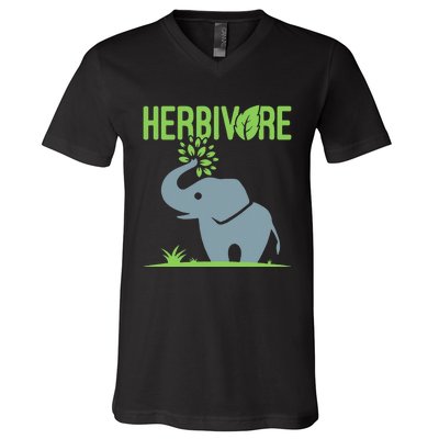 Elephant Herbivore Vegan Vegetarian Cute V-Neck T-Shirt