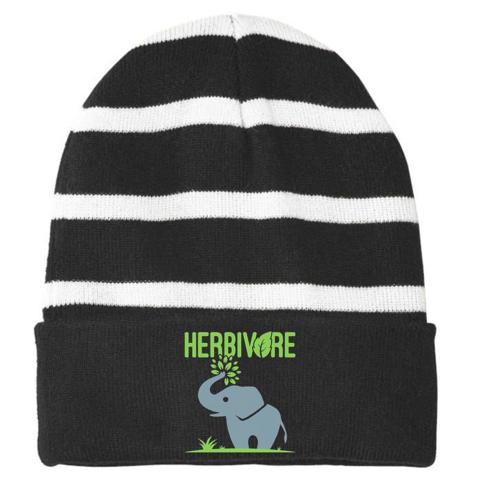 Elephant Herbivore Vegan Vegetarian Cute Striped Beanie with Solid Band