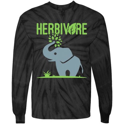 Elephant Herbivore Vegan Vegetarian Cute Tie-Dye Long Sleeve Shirt