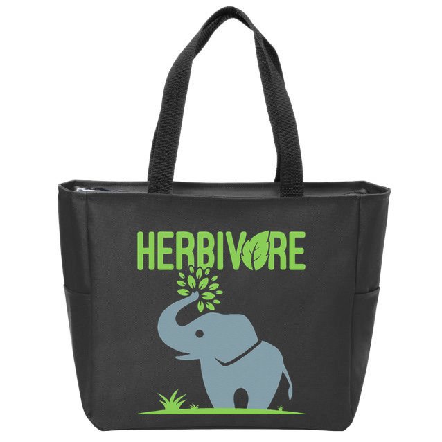 Elephant Herbivore Vegan Vegetarian Cute Zip Tote Bag