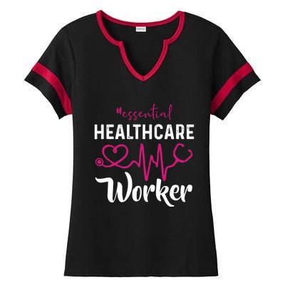 Essential Healthcare Worker Heartbeat Nurse Gift Ladies Halftime Notch Neck Tee