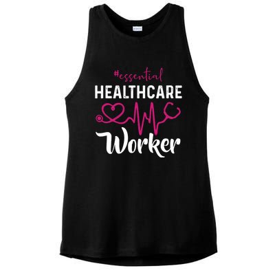 Essential Healthcare Worker Heartbeat Nurse Gift Ladies PosiCharge Tri-Blend Wicking Tank