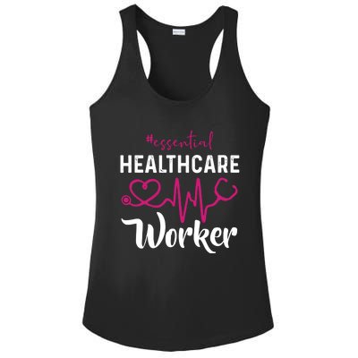 Essential Healthcare Worker Heartbeat Nurse Gift Ladies PosiCharge Competitor Racerback Tank