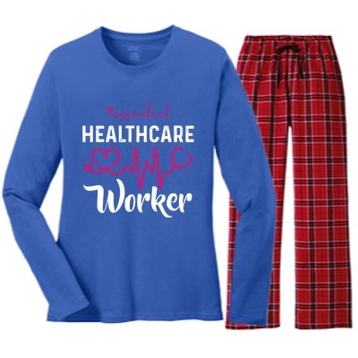 Essential Healthcare Worker Heartbeat Nurse Gift Women's Long Sleeve Flannel Pajama Set 