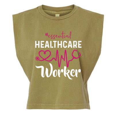 Essential Healthcare Worker Heartbeat Nurse Gift Garment-Dyed Women's Muscle Tee