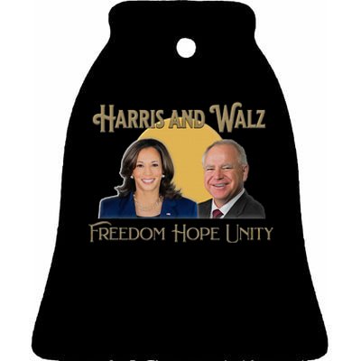 Elect Harris Walz 2024 Kamala And Tim President And Vp Ceramic Bell Ornament