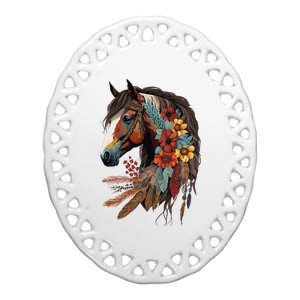 Equestrian Horse Western Cow Horseback Riding Theme Ceramic Oval Ornament