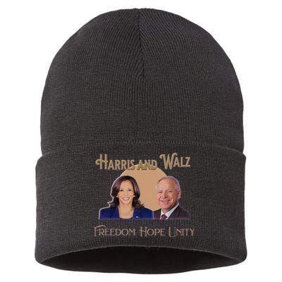 Elect Harris Walz 2024 Kamala And Tim President And Vp Sustainable Knit Beanie