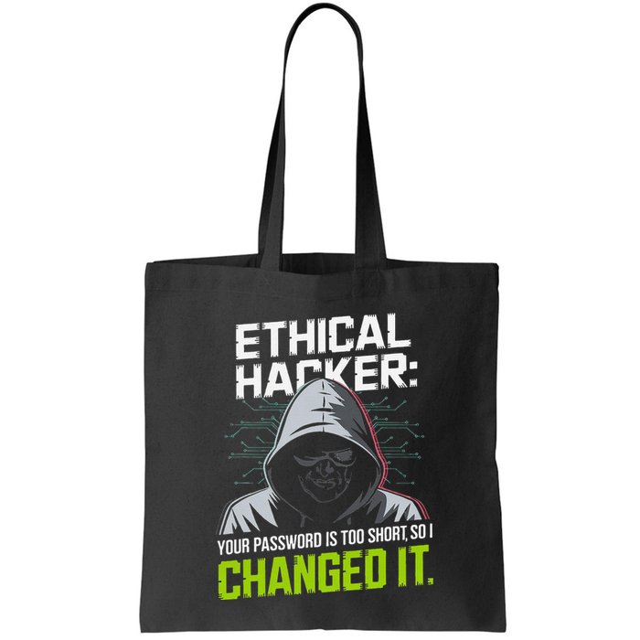 Ethical Hacker Your Password Is Too Short So I Changed It Tote Bag