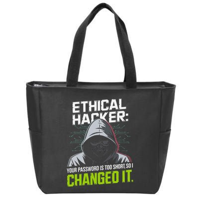 Ethical Hacker Your Password Is Too Short So I Changed It Zip Tote Bag