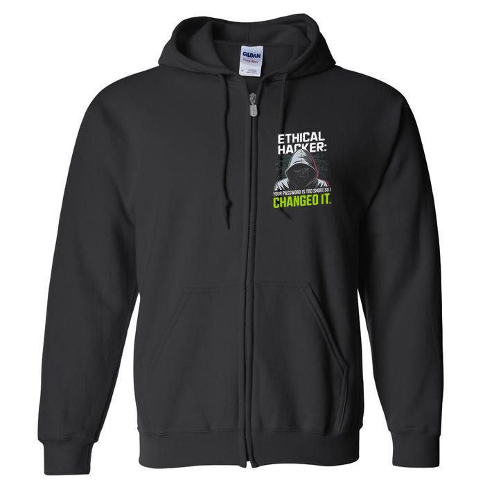 Ethical Hacker Your Password Is Too Short So I Changed It Full Zip Hoodie