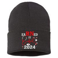 Earned It 2024 For Nurse Graduation or RN LPN Class Of 2024 Sustainable Knit Beanie