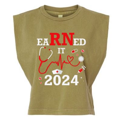 Earned It 2024 For Nurse Graduation or RN LPN Class Of 2024 Garment-Dyed Women's Muscle Tee