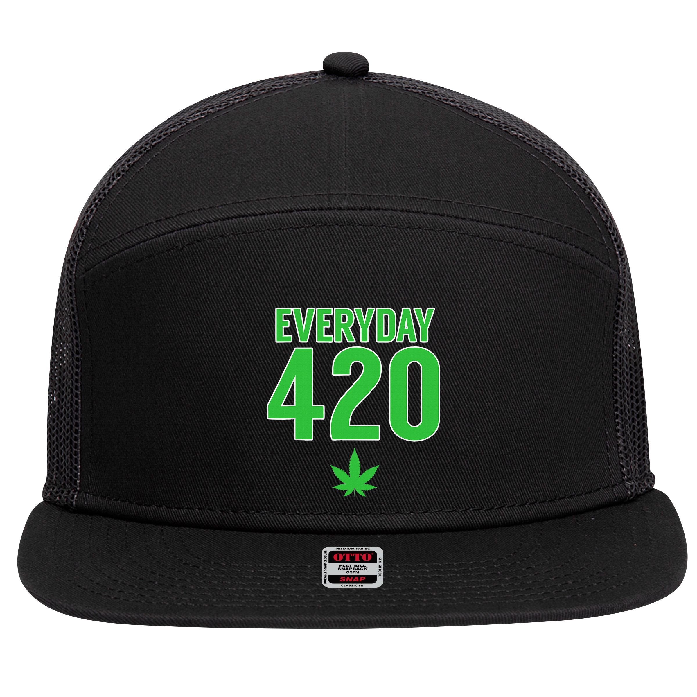 Everyday Is 420 420 Party April 20th Weed Marijuana 7 Panel Mesh Trucker Snapback Hat