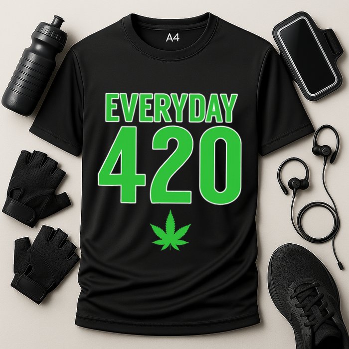 Everyday Is 420 420 Party April 20th Weed Marijuana Cooling Performance Crew T-Shirt