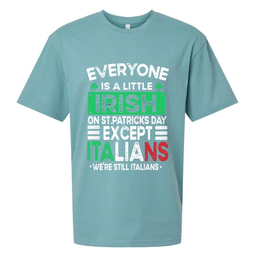 Everyone Is A Little Irish On St Patrick Day Except Italians Gift Sueded Cloud Jersey T-Shirt