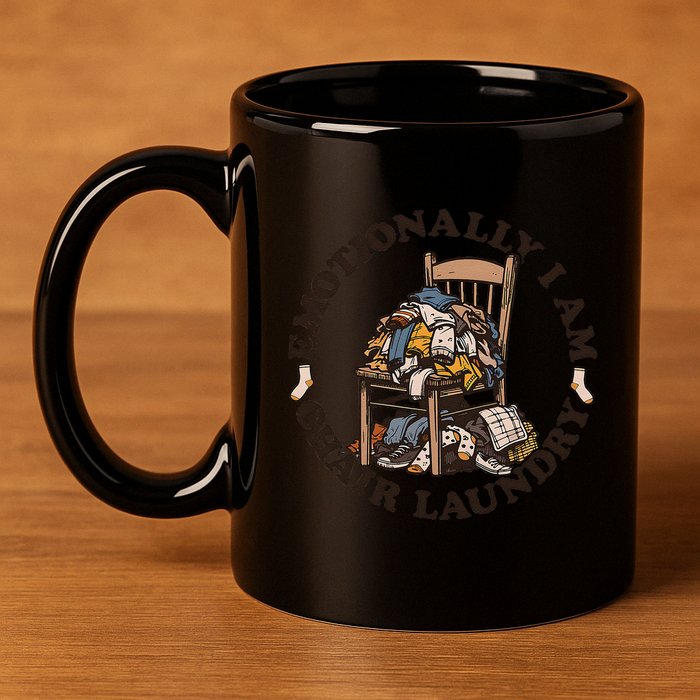 Emotionally I Am Chair Laundry 11oz C Handle Ceramic Mug
