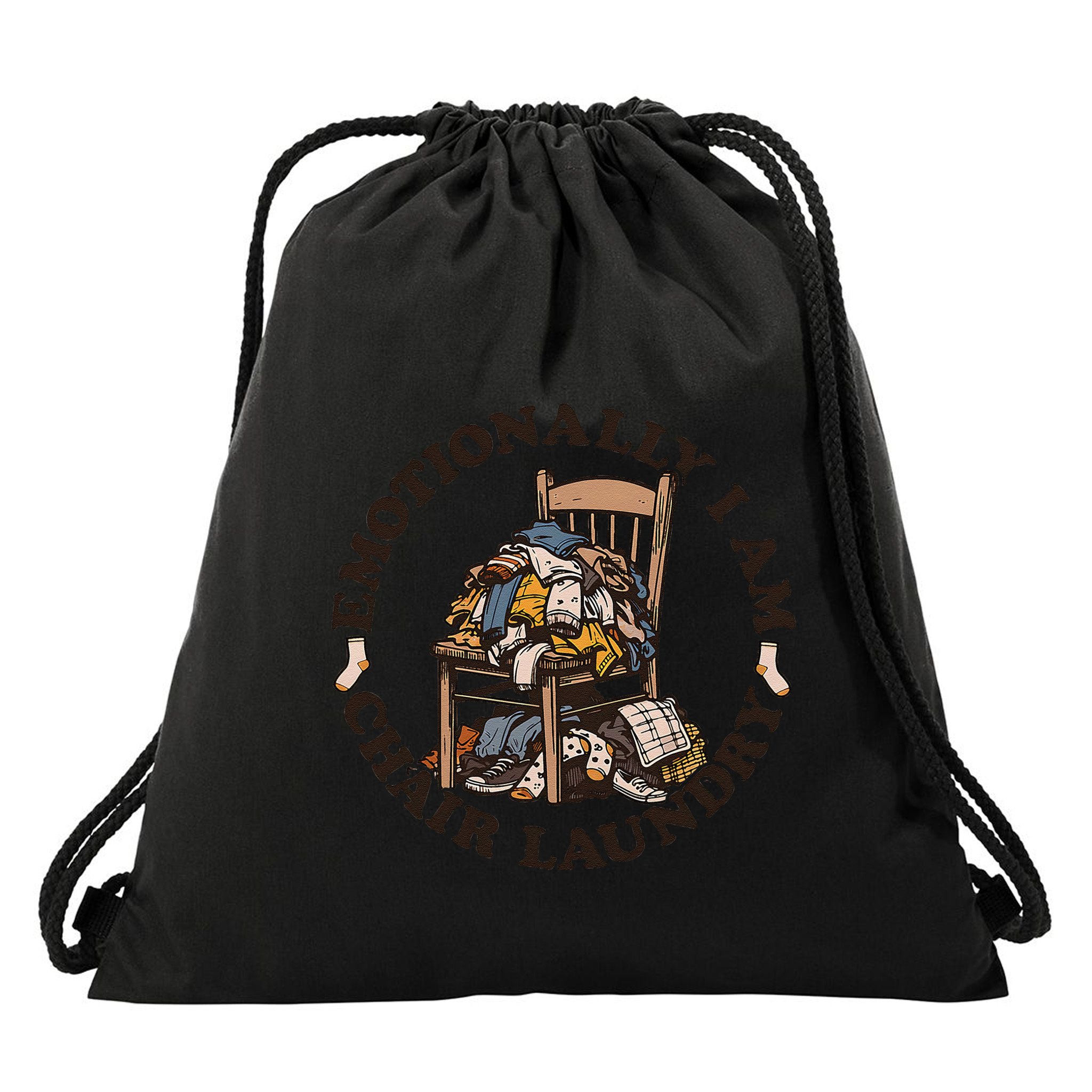 Emotionally I Am Chair Laundry Drawstring Bag
