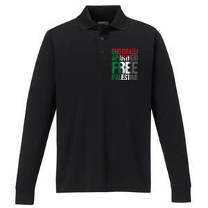 End Israeli Apartheid Free Palestine Gaza Awareness Quote Gift Performance Long Sleeve Polo