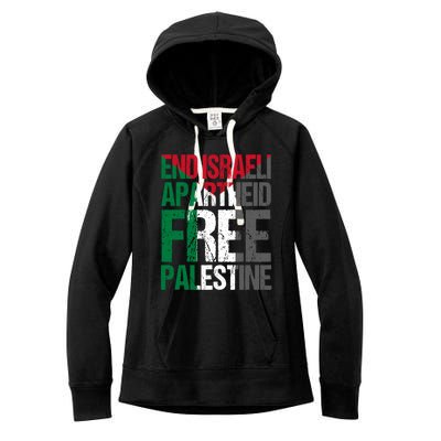 End Israeli Apartheid Free Palestine Gaza Awareness Quote Gift Women's Fleece Hoodie