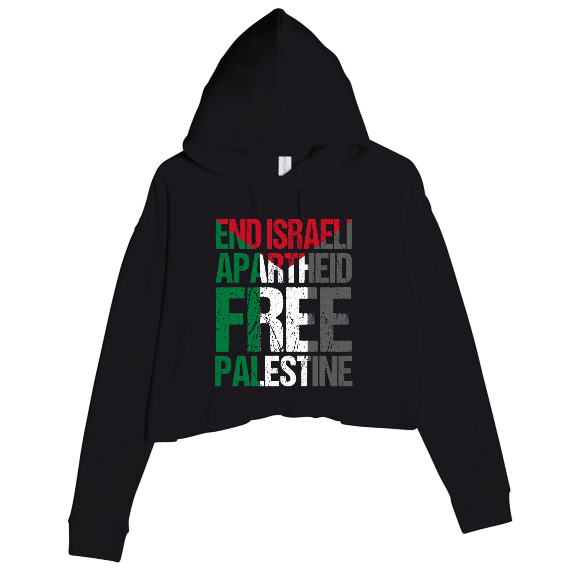 End Israeli Apartheid Free Palestine Gaza Awareness Quote Gift Crop Fleece Hoodie
