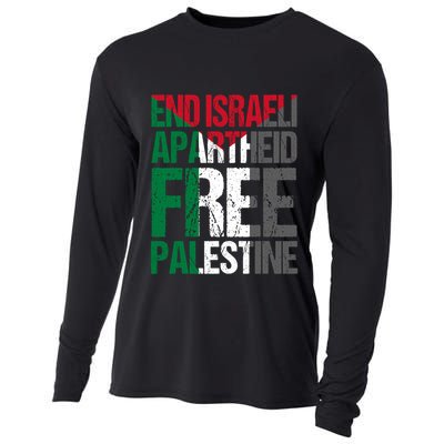 End Israeli Apartheid Free Palestine Gaza Awareness Quote Gift Cooling Performance Long Sleeve Crew