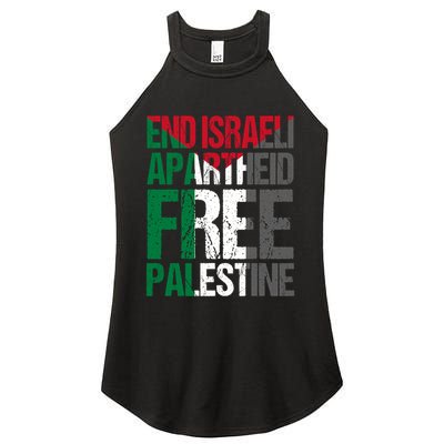 End Israeli Apartheid Free Palestine Gaza Awareness Quote Gift Women's Perfect Tri Rocker Tank