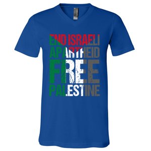 End Israeli Apartheid Free Palestine Gaza Awareness Quote Gift V-Neck T-Shirt