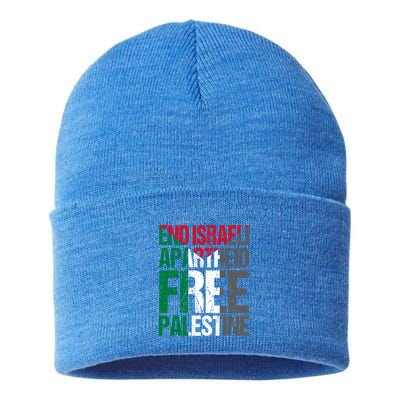 End Israeli Apartheid Free Palestine Gaza Awareness Quote Gift Sustainable Knit Beanie