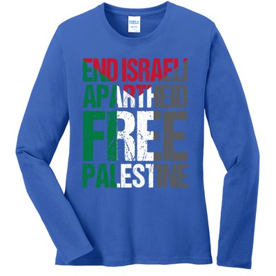 End Israeli Apartheid Free Palestine Gaza Awareness Quote Gift Ladies Long Sleeve Shirt