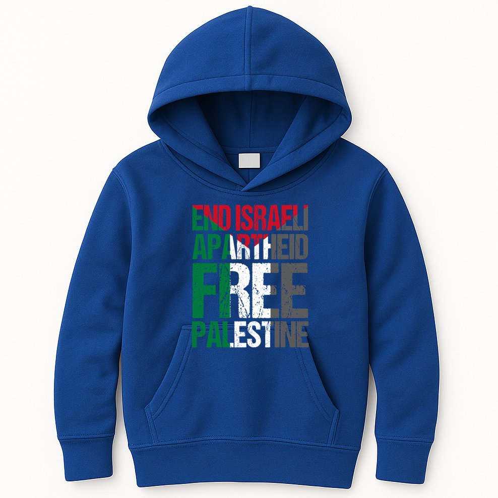 End Israeli Apartheid Free Palestine Gaza Awareness Quote Gift Kids Hoodie