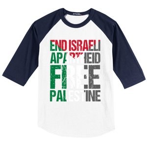 End Israeli Apartheid Free Palestine Gaza Awareness Quote Gift Baseball Sleeve Shirt