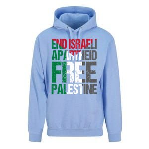 End Israeli Apartheid Free Palestine Gaza Awareness Quote Gift Unisex Surf Hoodie