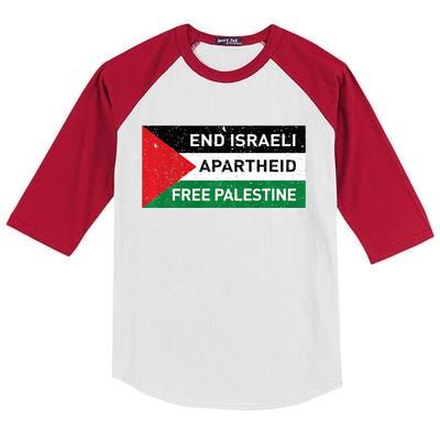 End Israeli Apartheid Free Palestine Flag Kids Colorblock Raglan Jersey