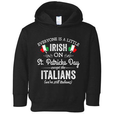 Everyone Is A Little Irish On St Patrick Day Except Italians Toddler Hoodie